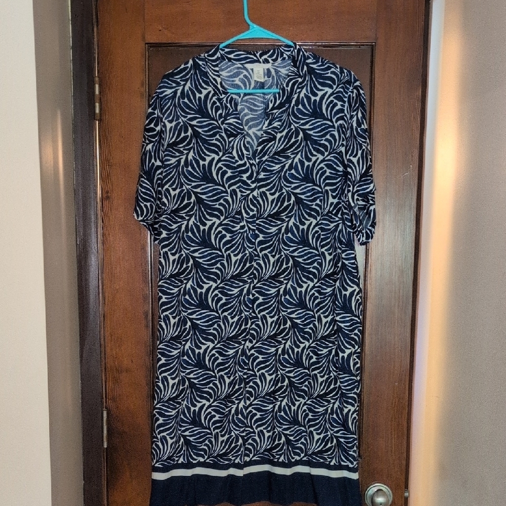 H&M Blue and White Patterned Top